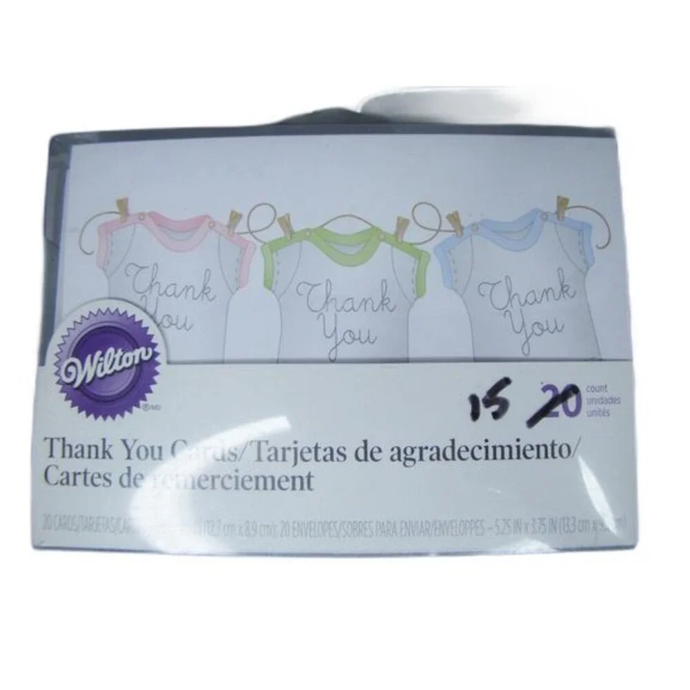 Wilton Thank You Cards Blank Notes 55 Ct Rompers Clothesline Baby Shower Gift